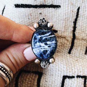 New OOAK Sodalite Sterling Silver Moon Ring